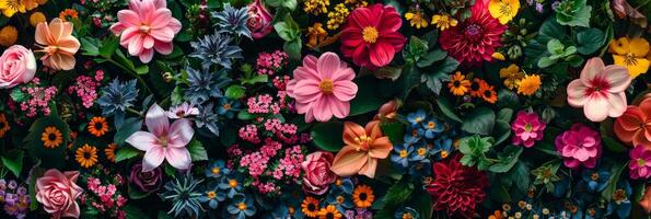 A breathtaking and stunning array of beautifully colorful flowers showcased beautifully in a lush garden backdrop photo