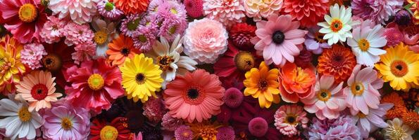 A stunning array of colorful flowers, intricately designed, creating a vibrant and joyful display for any project photo