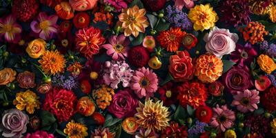 A stunning array of diverse flowers displaying a vibrant spectrum of colors and exquisite, captivating blooms photo