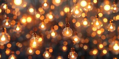 Beautifully illuminated string lights softly create a cozy and enchanting ambiance that invites warmth and charm photo