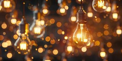 A captivating and visually stunning display of numerous glowing light bulbs that create a warm and inviting ambiance photo
