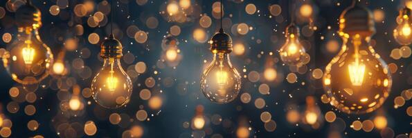 Stunning illuminated light bulbs that create a warm ambiance accented by a beautiful bokeh effect to enjoy photo