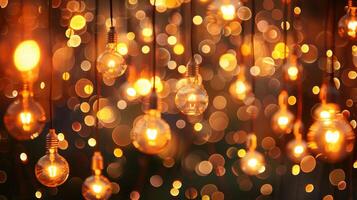An exquisite and captivating display of shimmering hanging lights that create a warm, enchanting atmosphere photo