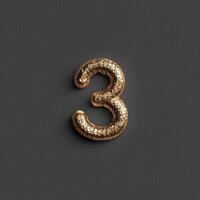 This metallic representation of the number three is ideal for use in various creative media projects photo