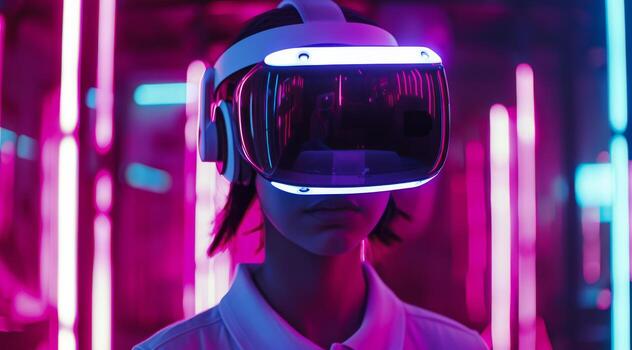 Immerse yourself in a vast and captivating digital universe using advanced virtual reality goggles. Explore, play, and uncover astonishing experiences like never before in exhilarating ways photo