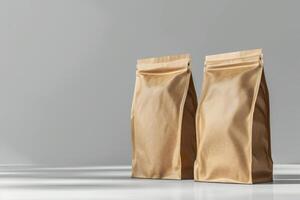 Create stunning packaging presentations with these beautifully realistic brown paper bags. They are perfect for showcasing your unique product designs in a creative and eyecatching way photo