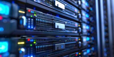 The modern server rack is designed with cuttingedge technology that enhances data processing and storage capabilities photo