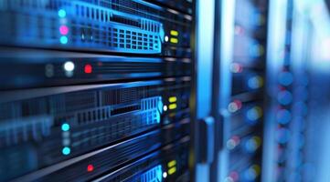 Advanced hightech server racks effectively showcasing the latest modern data storage solutions available today photo