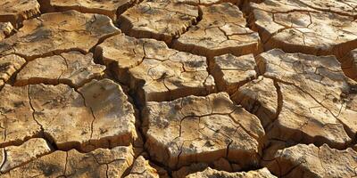 This image illustrates the severe effects of prolonged drought and climate change, showing cracked soil that signifies significant environmental stress and alarming water scarcity photo
