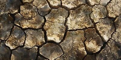 This image shows cracked earth, highlighting the severe impact of prolonged drought from climate change on ecosystems, significantly affecting agriculture, forestry, and other areas photo