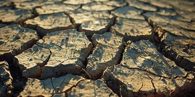 The image prominently showcases cracked earth, which highlights the severe impacts of prolonged drought and the ongoing effects of climate change on our environment and ecosystems as a whole photo