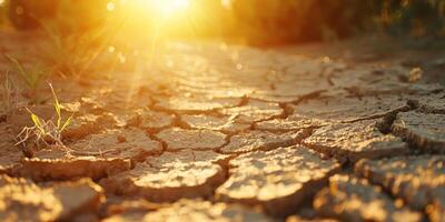 A striking image shows the devastating effects of drought on cracked earth, under harsh sunlight, highlighting the urgent need for immediate climate action to address these alarming consequences photo