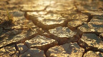 The image vividly portrays cracked and parched soil, which highlights the severe and alarming effects of prolonged drought and ongoing climate change on our precious environment and ecosystems photo