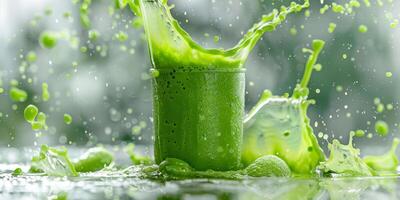 A vibrant green smoothie truly embodies the essence of freshness and vitality, showcasing a delicious and nutritious blend of healthy ingredients that thoughtfully nourish both the body and the mind photo