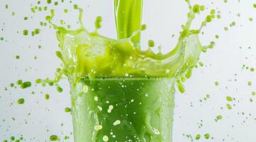 Enjoy a vibrant green smoothie, bursting with freshness and energy. This delightful drink is ideal for health enthusiasts seeking delicious vitality and nourishment for their bodies photo