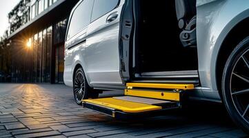 Discover and explore the innovative features of a wheelchair accessible minivan equipped with a convenient ramp, meticulously designed to provide both comfort and convenience for users photo