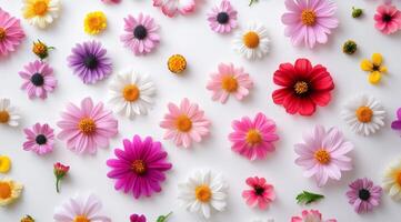 An incredibly vibrant assortment of assorted flowers showcasing various colors and types, perfect for spring themes photo