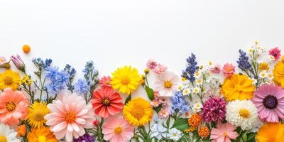 A vibrant flower arrangement creates an enchanting border, perfect for lively spring themes and cheerful visuals, adding joy and brightness to any occasion with its artistry and elegance photo