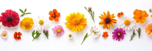 A vividly colorful arrangement of an assortment of beautiful flowers truly highlights the incredible charm of nature, making it ideal for enhancing any design or setup as a delightful centerpiece photo
