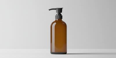 This stylish pump bottle mockup is perfect for showcasing beverages, lotions, or any other liquid products, highlighting a sleek and modern design ideal for effective branding purposes photo