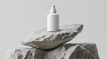Showcase your product with this elegant pump bottle mockup, perfect for lotions and liquids. Its ideal for branding presentations, highlighting your creativity to impress clients photo
