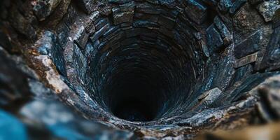 Explore the mysterious depths of this ancient well, symbolizing artistry and craftsmanship of past eras photo