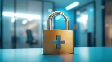A padlock serves as a powerful symbol for data security within the healthcare industry, highlighting the crucial need to protect sensitive patient information and ensure their privacy at all times photo