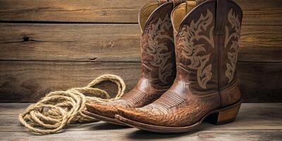 Explore a collection of stylish brown cowboy boots with intricate designs, perfect for a rugged look at country events, blending comfort and style for an elegant standout wardrobe photo
