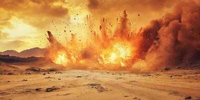 A stunning and breathtaking explosion erupts in a remote, isolated area, showcasing vibrant colors and dynamic energy photo