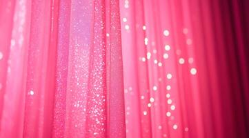 Vibrant pink curtains adorned with a sparkling effect beautifully create a dreamy and enchanting atmosphere photo