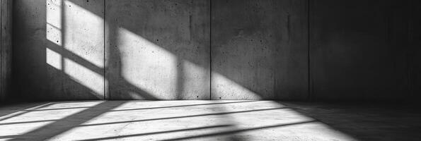 This minimalistic concrete background highlights enchanting light and shadow patterns, making it ideal for product presentations, promotional materials, and visually appealing displays photo