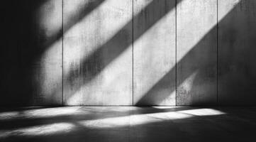This captivating minimalist background showcases a textured concrete wall and rugged floor, illuminated by light and shadow, ideal for product displays or presentations that engage any audience photo