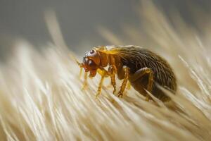 A flea nestled in the fur of an animal. photo