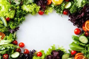 Fresh salads with blank space. photo