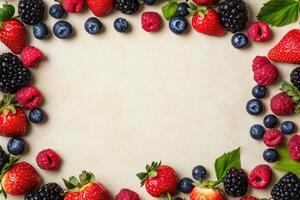 Fresh berries with blank space. photo