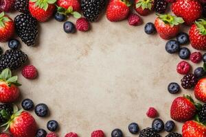 Fresh berries with blank space. photo