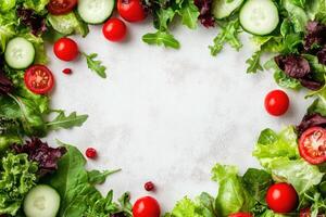 Fresh salads with blank space. photo