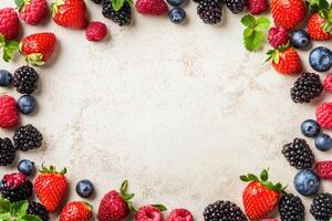 Fresh berries with blank space. photo
