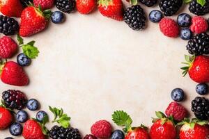 Fresh berries with blank space. photo