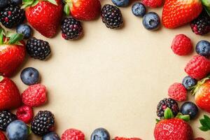 Fresh berries with blank space. photo