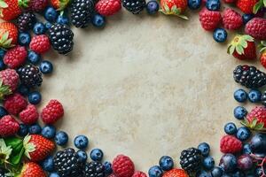 Fresh berries with blank space. photo