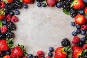 Fresh berries with blank space. photo