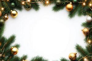 Christmas banner with pine branches and empty space for text. photo