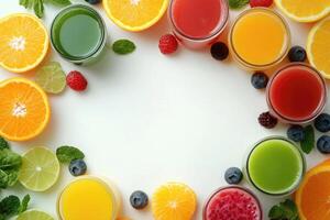 Fresh juices with blank space. photo