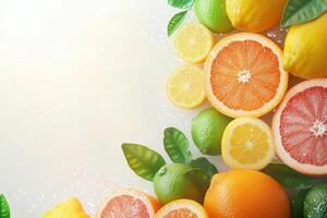 Fresh citrus fruits with blank space. photo