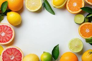 Fresh citrus fruits with blank space. photo