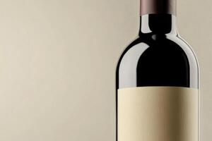 A close-up of a wine bottle label with a blank space beside it. photo