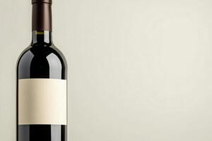 A close-up of a wine bottle label with a blank space beside it. photo
