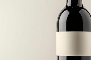 A close-up of a wine bottle label with a blank space beside it. photo