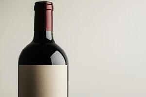 A close-up of a wine bottle label with a blank space beside it. photo